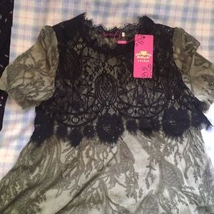 green and black lace top